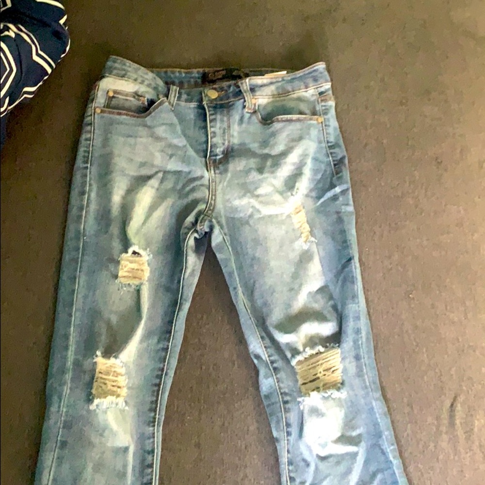 Denim ripped jeans